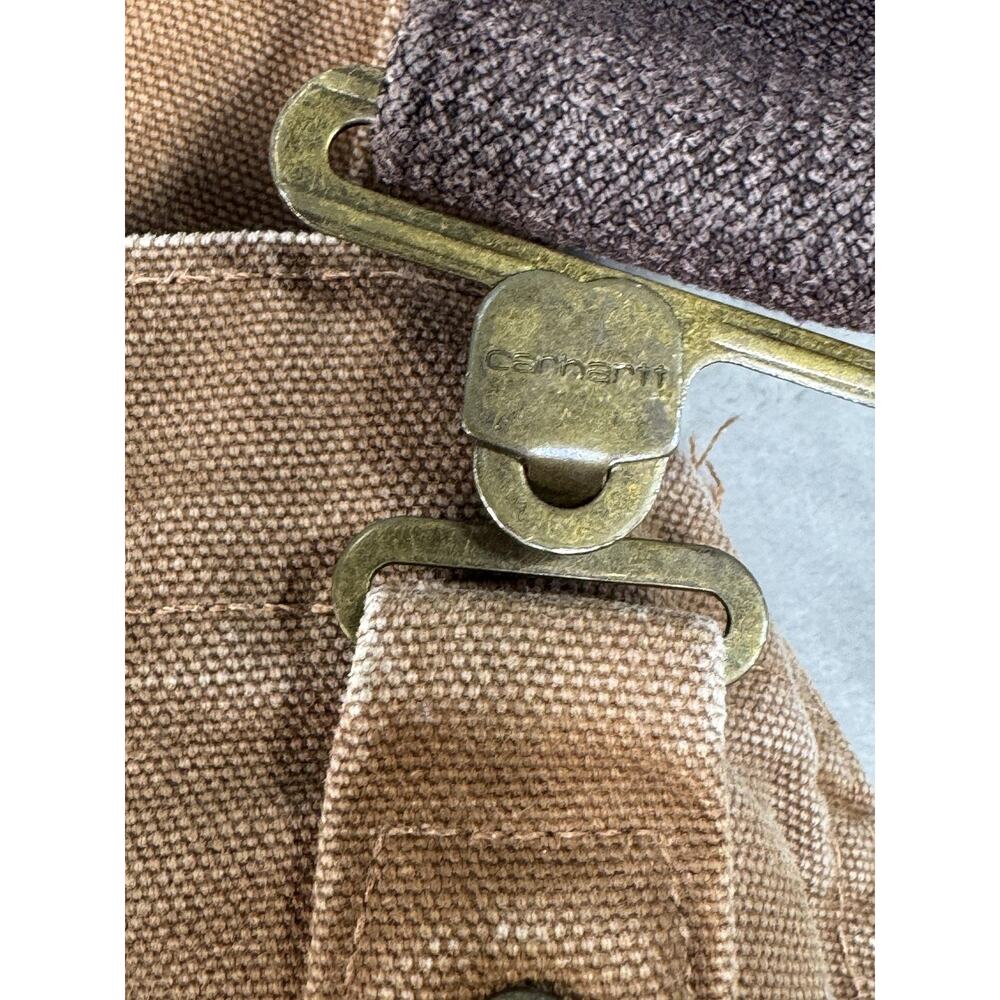 Carhartt Overalls Mens 34x30 Brown Duck Canvas Bib Workwear Construction R06 - Picture 6 of 9